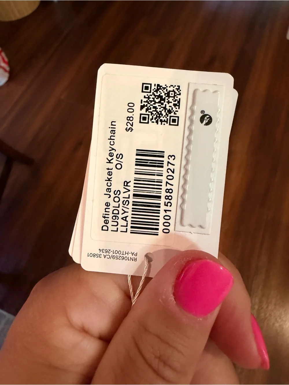 Lululemon pink Jacket Keychain Charm